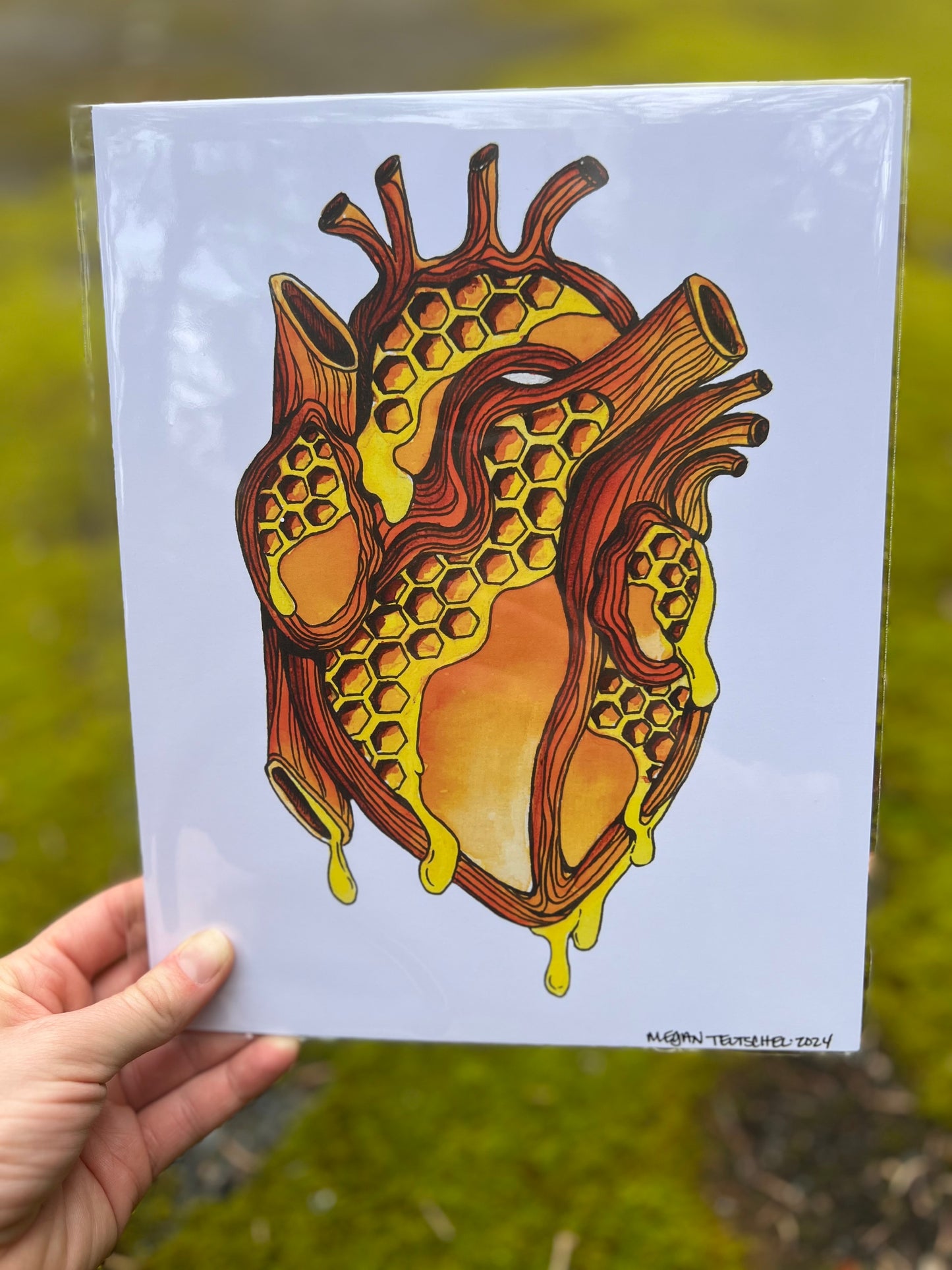Honeycomb Heart Print