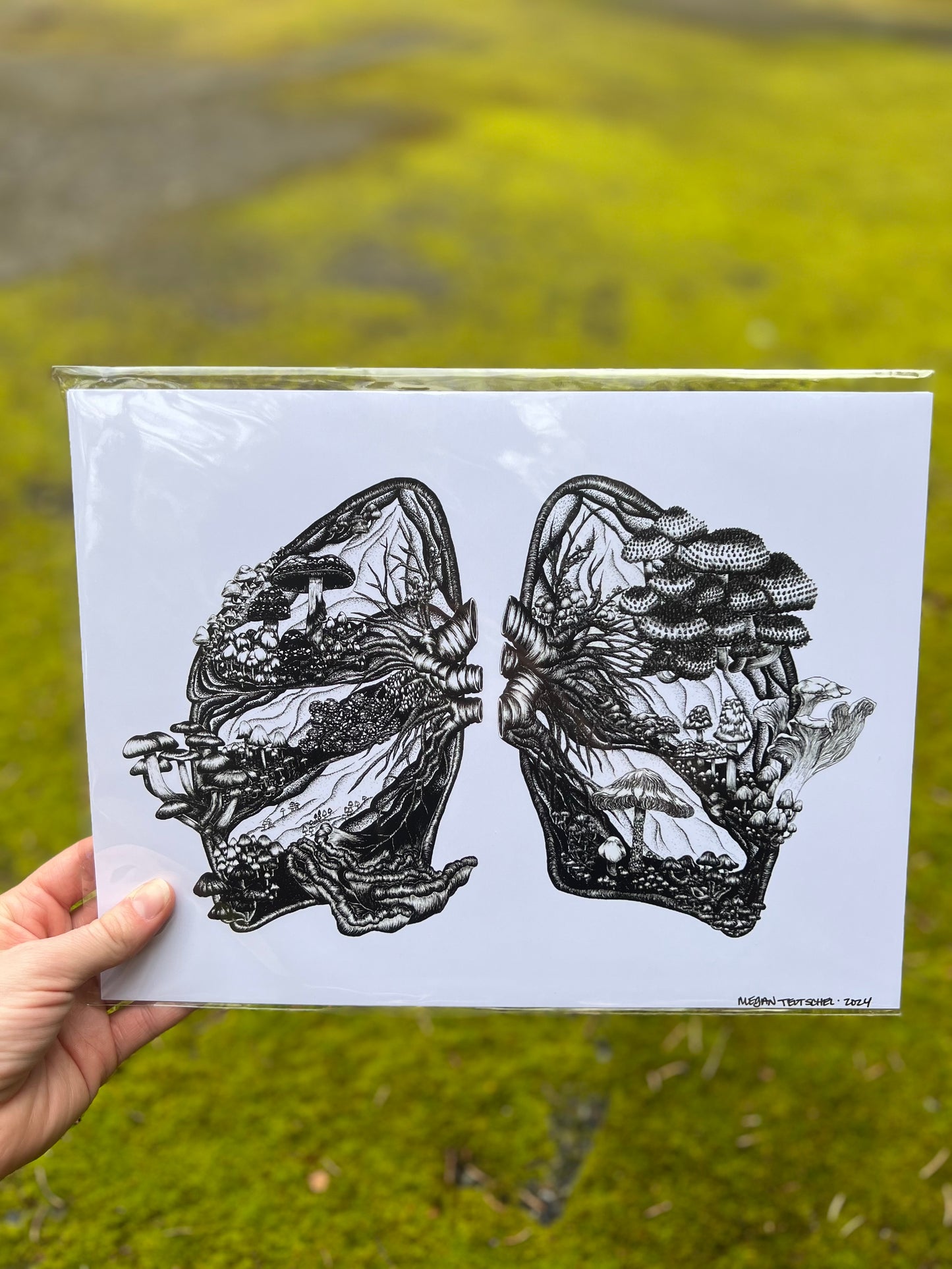 Mushroom Lungs (Black and White) Print