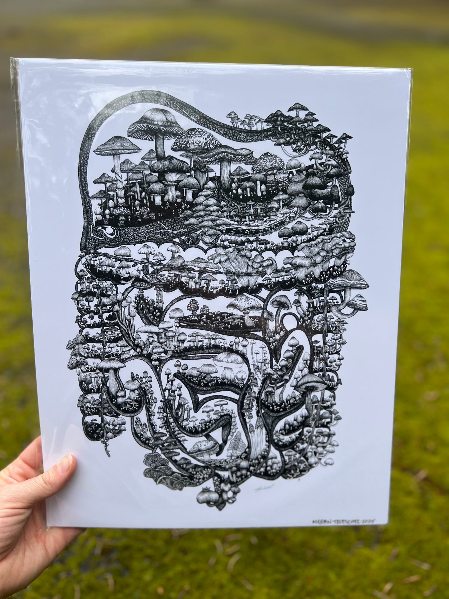 Mushroom Guts (Black and White) Print