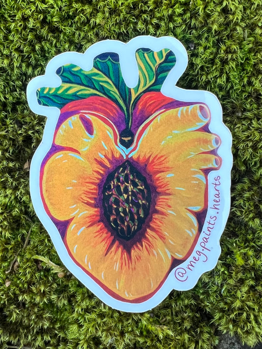 Nectarine Heart Sticker