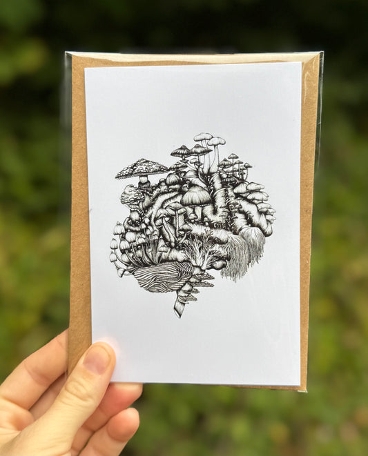 Mushroom Brain (B+W) Card