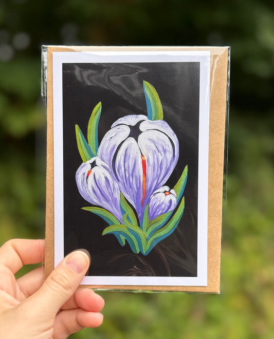 Crocus on Black Card