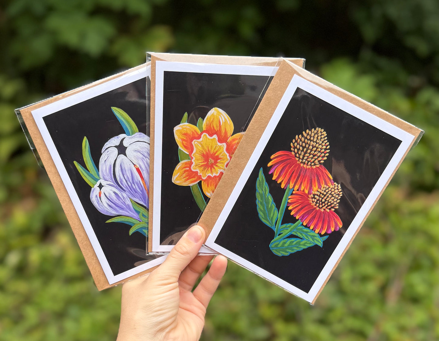 Crocus on Black Card