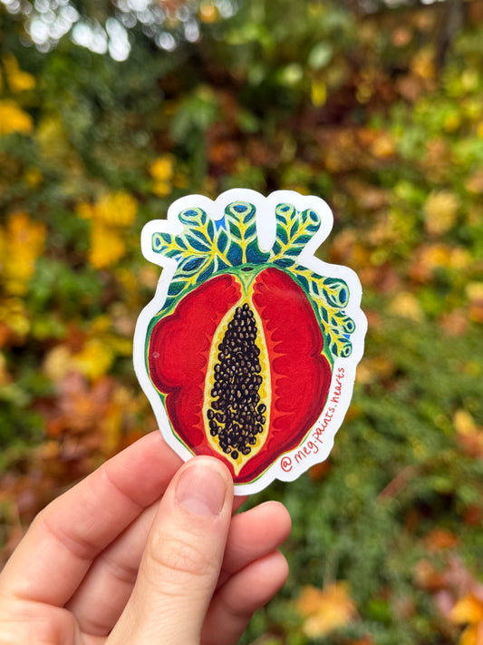 Papaya Heart Sticker