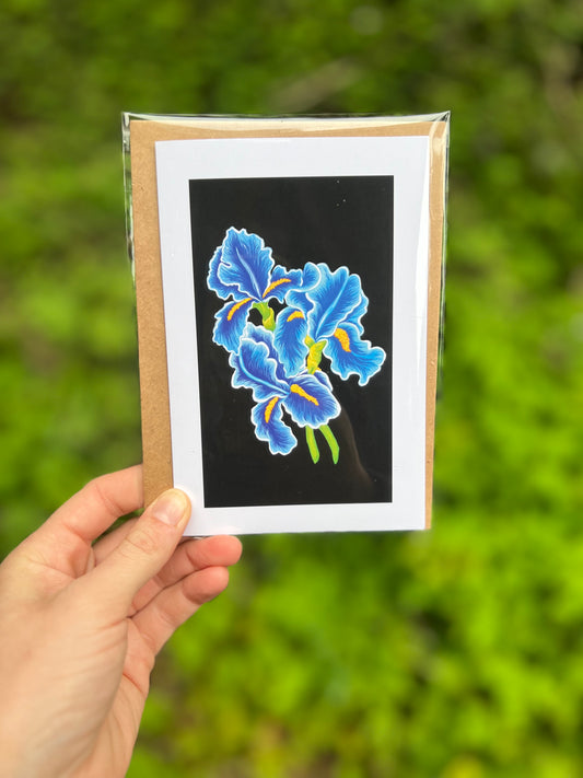 Irises on Black Card