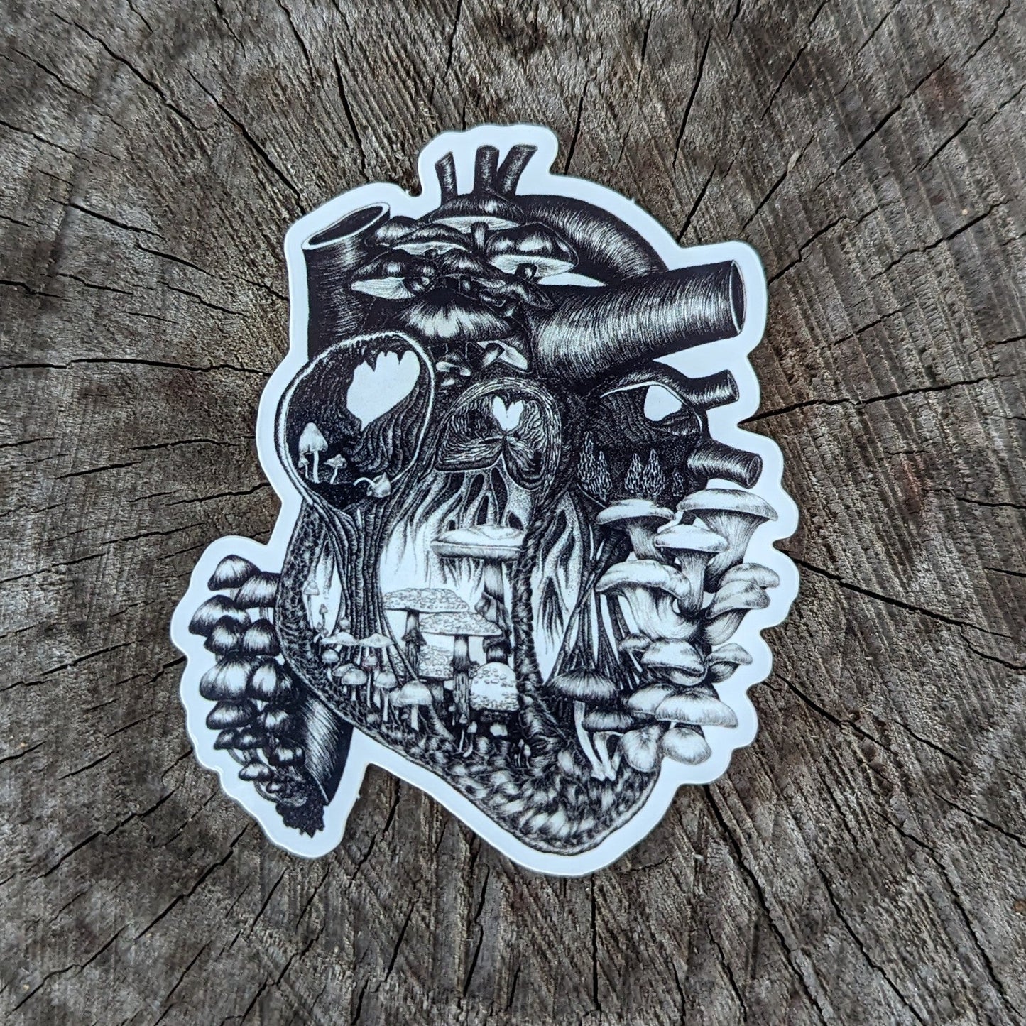Magic Mushroom Heart Sticker